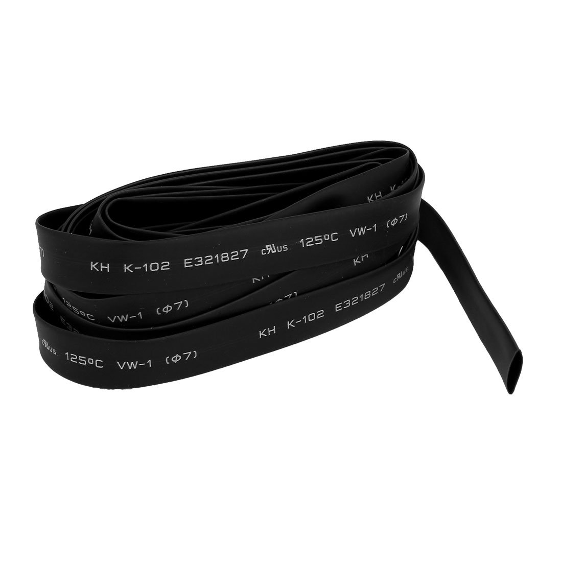 sourcing map 7mm Insulated Shrinkable Heat Shrink Tube Tubing 4.5m Length Black