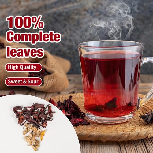 LIPBUSY CARE HIBISCUS TANGERINE COLD BREW TEA BAGS, CAFFEINE FREE 10 BAGS (PACK OF 1), NATURAL DRIED HIBISCUS FLOWERS HERBAL TEA, TE FLOR DE JAMAICA ORGANICA FOR BLOOD PRESSURE -HOT OR ICED TEA