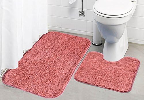 Kridhay Natura Life Cotton Contour Bathmat Set - 6"x24", 2 Piece, Orange