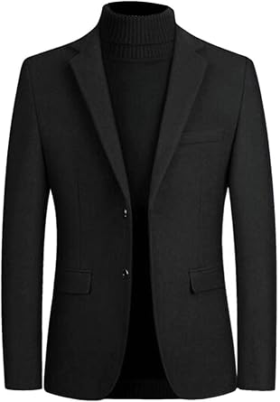Otw Mens Pea Coat Thicken Winter Woollen Blend Casual Business