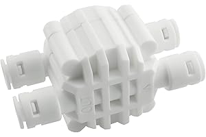 DGZZI 1/4 Inch Push-Fit 4-Way Automatic Shut-Off Valve with Quick-Connect Fittings for RO Reverse Osmosis