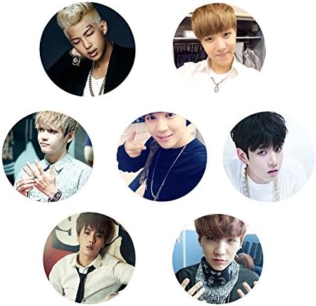 Jiquan BTS Button Badges/Pin Set - 7 Pack, 2.3 Inch Diameter - Kpop Bangtan Boys Brooches for A.R.M.Y