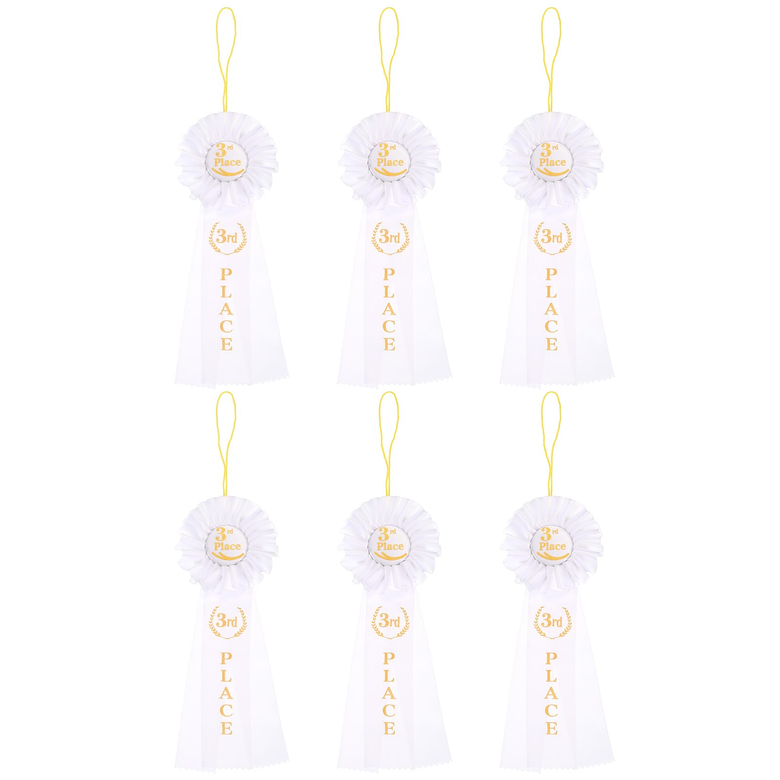 PATIKIL 6 Pcs White Award Ribbon, 3rd Prize Award Ribbons Prize Ribbon Winner Ribbon Recognition Ribbons for Classroom, Competition and Sports Events