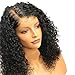 Inkach Afro Bob Wig for Black Women Short Kinky Curly Full Wigs Heat Resistant Synthetic Fiber Hair African Women Female Side Part Wig (Black)