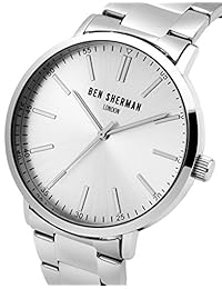 Ben Sherman wb061sm Hombres Pulsera de acero tono de plata reloj