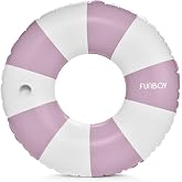 FUNBOY Giant 46" Vintage Purple Stripe Pool Tube Float with Cup Holder | Cup Holder, Large Swim Ring for Adults, Inner Tube Swimming Pool Toy, Summer Party &amp; Lounging