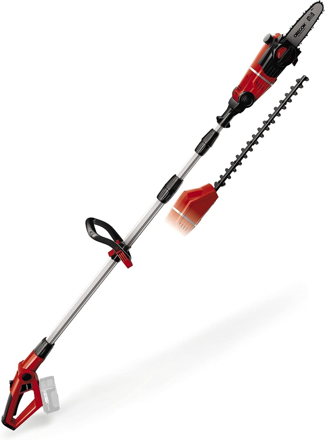 Einhell Cordless Multifunctional Garden Tool 18V Power X-Change, 2-in-1 Long Reach Pole Hedge Trimmer and Mini Chainsaw/Pruning Saw, Without Battery GE-HC 18 Li T Solo