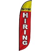 LookOurWay Feather Flag - 12ft Tall Advertising Flag Banner for Business and Events Promotion - Flag Only - Now Hiring (10M1200298)