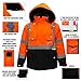 New York Hi-Viz Workwear J8511-XL Men's Ansi Class 3 High Visibility Safety Bomber Jacket With Zipper, PVC Pocket, Black Bottom and Detachable sleeve (Extra Large, Orange)