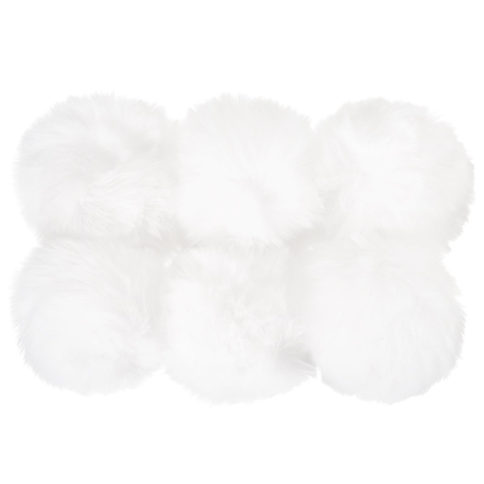 PATIKIL Faux Fur Pom Poms for Hats, 6 Pcs Fluffy Soft Fur Poms Balls for Keychain Knitting Hats DIY Scarves Gloves Bag Christmas, White