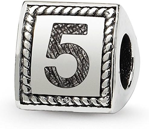 スターリングシルバー ナンバー5 三角ブロックビーズ 直径4mm 穴 無料