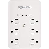 Amazon Basics 6 Outlet Wall-Mount Surge Protector, 1080 Joules