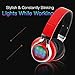 Gacho Wireless On Ear Headphone, Support TF Card, Sleek and Durable Headset with Constant Stylish blinking lights, Stereo Sound with Heavy Bass, Fold-able Make it more Easier to Carry-Red