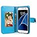 TabPow Galaxy S7 Case, 10 Card Slot - [ID Slot][Button] Wallet Folio PU Leather Case Cover with Detachable Magnetic Hard Case for Samsung Galaxy S7, Blue