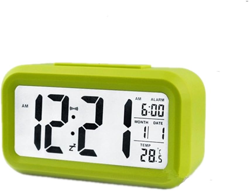 Ancient winds Electronic Alarm Clock,low Light Sensor Technology with LED Large Screen and Temperature (Green)