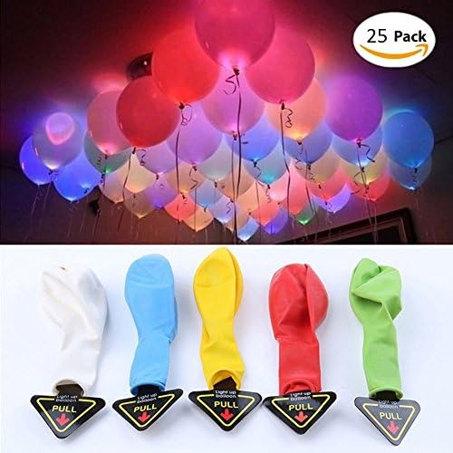 25 Pack LED Balloons Party – Mixed Colors Latex balloons 12'' – Premium Flashing Led Lights For Party/Wedding/Birthday/Christmas Decoration, Or Any Anniversary Decoration