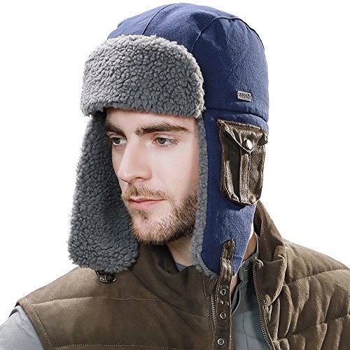 Buy 100 Cotton Trapper Hat Aviator Earflap Hat Faux Fur Warm Winter