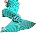 Hughapy Knitted Mermaid Tail Blanket for Adults, Teens, Kids Crochet Snuggle Mermaid, All Seasons Scales Pattern Sleeping Bag Blanket (Adult,Green)