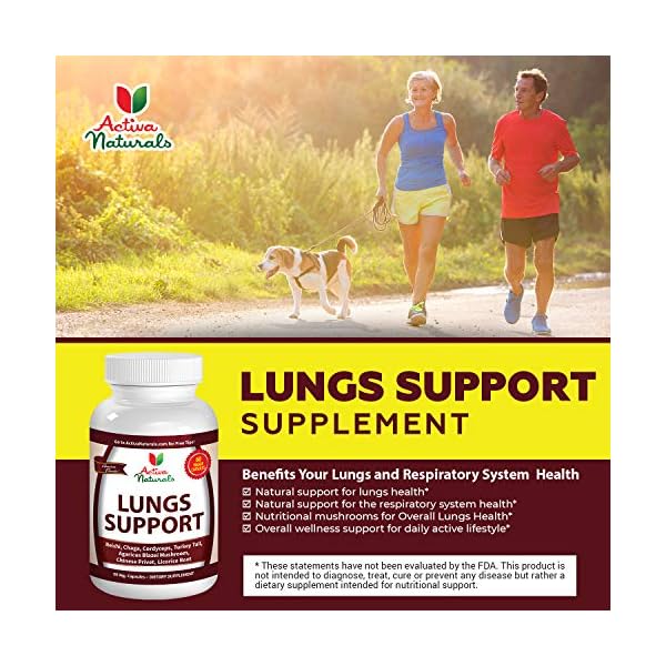Lungs Support Health Supplement with Reishi, Chaga, Cordyceps, Turkey Tail, Agaricus Blazei