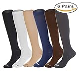 NovaYard 6 Pairs Knee High Graduated Compression Socks For Women and Men (15-20mmHg) Best Medical,Running & Fitness, Travel & Flight Socks, Circulation & Recovery,Nurses & Maternity Pregnancy