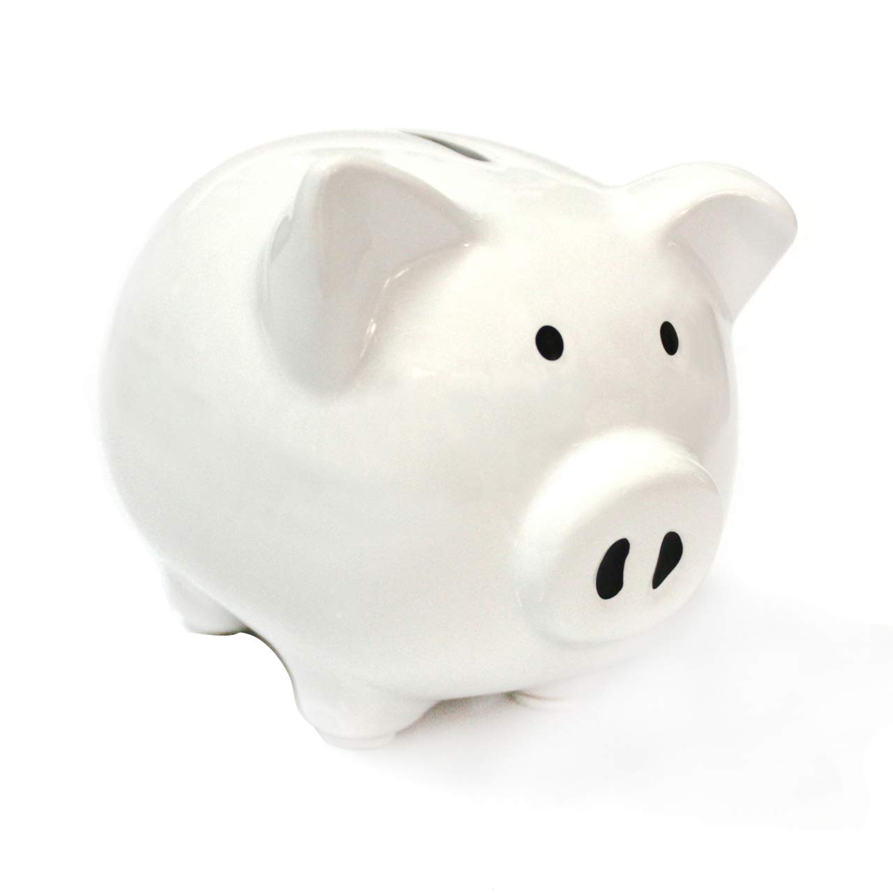 Ceramic Plain Piggy Bank in Gift Box Coin Money Piggy Bank(White)