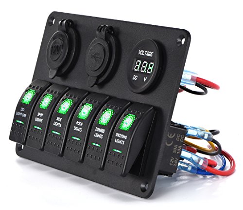 image for DCFlat 5 Pin 4 Gang / 6 Gang Car Marine Boat Circuit RV LED Rocker Swi