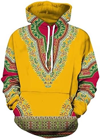 Vska Women's Loose Dashiki Long-Sleeve Baseball African Hoodie Sweatshirts AS1 XL
