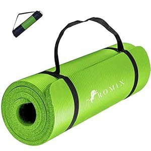 ROMIX 15MM Thick Yoga Mat with Carry Bag and Strap, (183 x 60cm) Eco Friendly Non-Slip Exercise Mat, Lightweight Memory Foam Training Pad for Men and Women Pilates Fitness Gym Workout