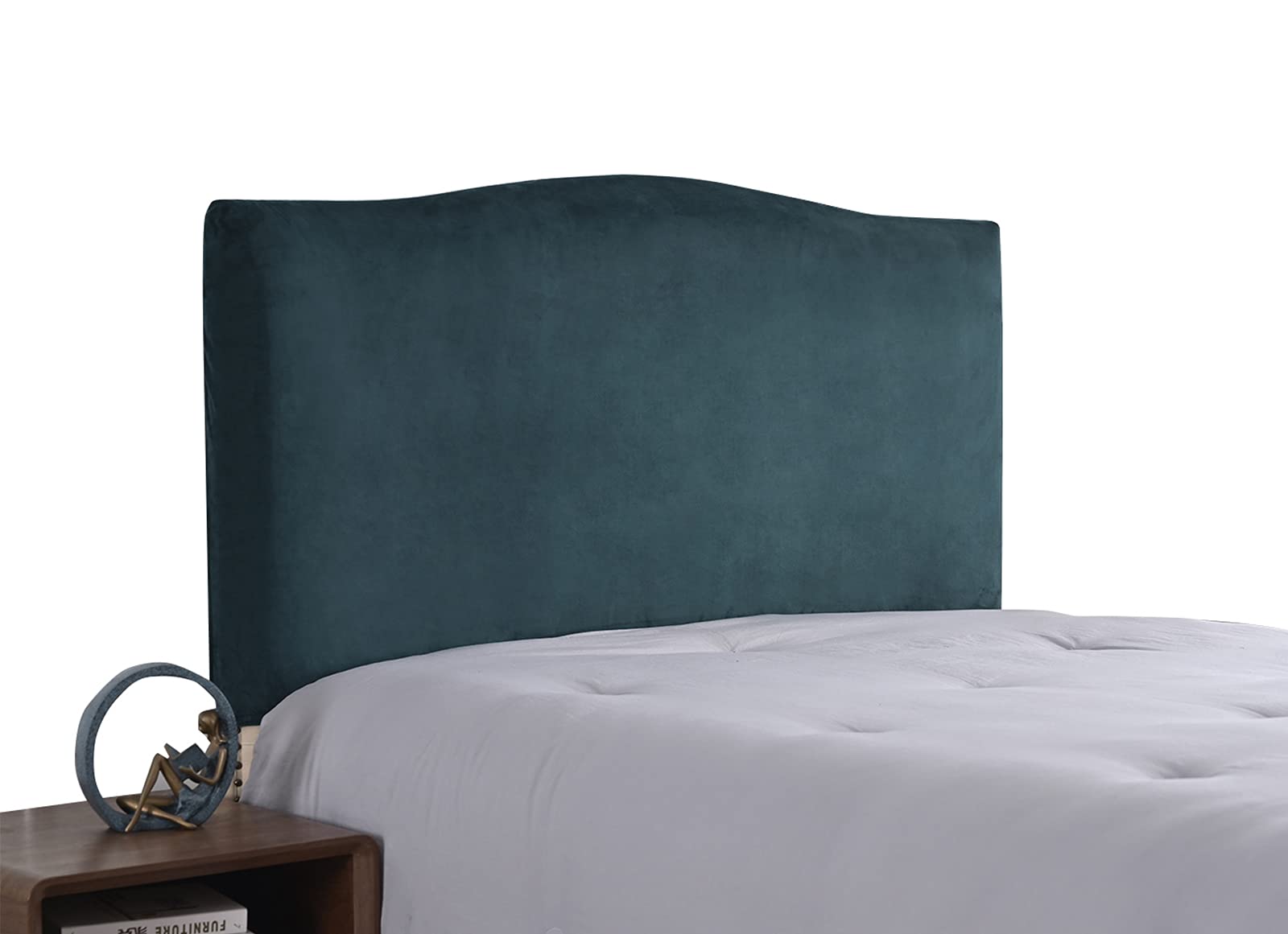 WINS Headboard Cover Stretch Velvet Headboard Protector Cover Headboard Decor Dustproof for Single Double King Size Beds Malachite Green