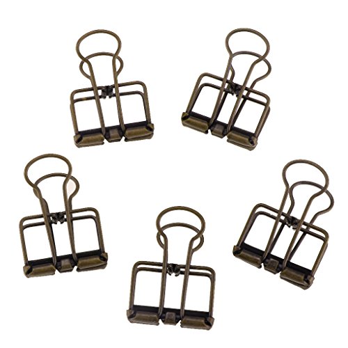 image for Homyl Pack of 5 Pieces Metal Wire Binder Clips,Hollow Out Paper Organi