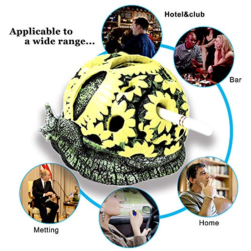 Rabbitroom Ashtrays for Cigarettes Outdoor Ashtray with Lid Resin Ash Holder for Indoor and Outdoor Home Office Decoration Creative Gift for Family and Friends (Snail)