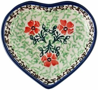 Polish Pottery 3'' Heart Dish Hand Painted Stoneware Pattern B64-1916