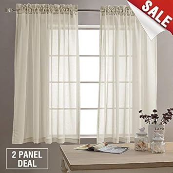 Home Decor Sheer Curtains For Bedroom 63 Inches Long Brown Sheer