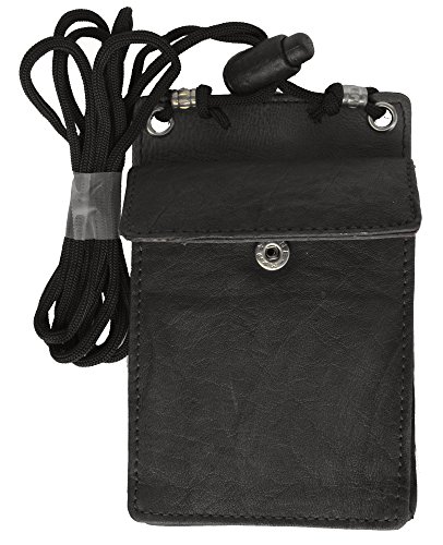 New Leather Neck Strap ID Badge Credit Card Holder Pouch Wallet Mini CrossBody
