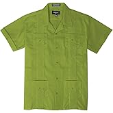 OmegaTux Kids Boys Guayabera Short Sleeve Cuban Shirt Wedding Beach Baptism-Juniors