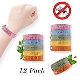 Janolia Mosquito Repellent Bracelet, 12 Pcs Natural Citronella Bracelet, DEET-Free Non-toxic for Indoor Outdoor, One Size Fit All, Adjustable for Wrist, Ankle