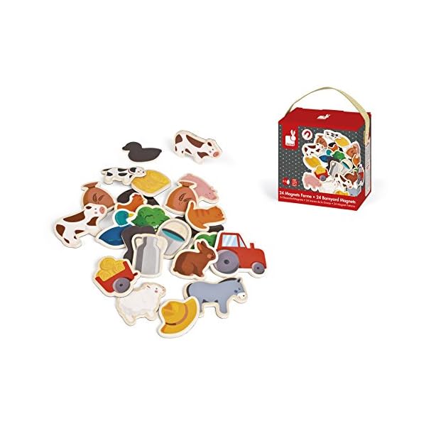Janod - 24 Farm Magnets - Farm Animals - Wooden Toy - Magnetic Educational Game, to Handle, Experience and Have Fun… – Bild 6