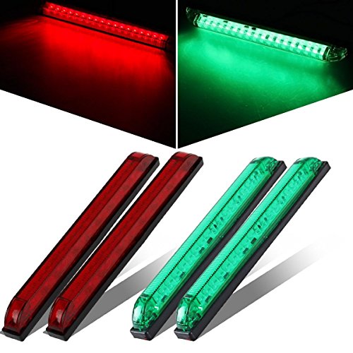 Partsam 8″ Boat LED Bow Lighting Red&Green Navigation Light Marine Led Utility Strip Bar