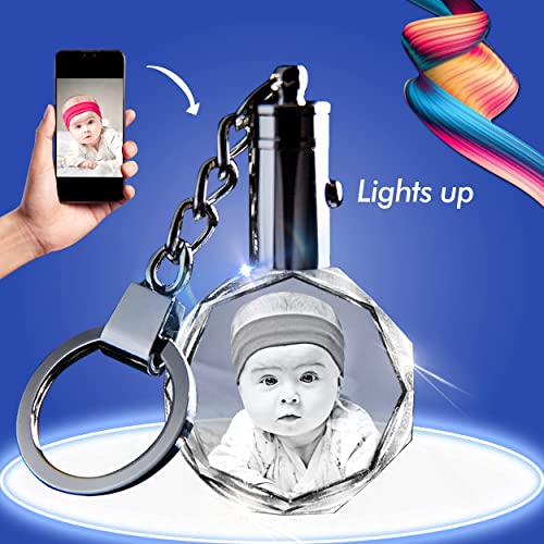 Crystal Keychain Photo Lighted Custom Crystal Picture Etched Key