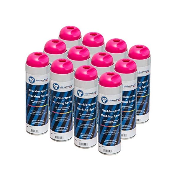 Markierungsspray leuchtend pink clickandtoolsÂ® 12'er Pack mit SpezialsprÃ¼hkopf, schnell trocknend