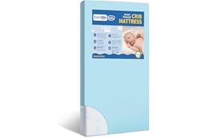 ELEMUSE Breathable Baby Crib Mattress, Cooling Sheet for Baby Night Sweats, Washable & Removable Waterproof Cover, CertiPUR-US Certified Firm Foam, Fits Standard Full-Size Infant & Toddler Bed, Blue