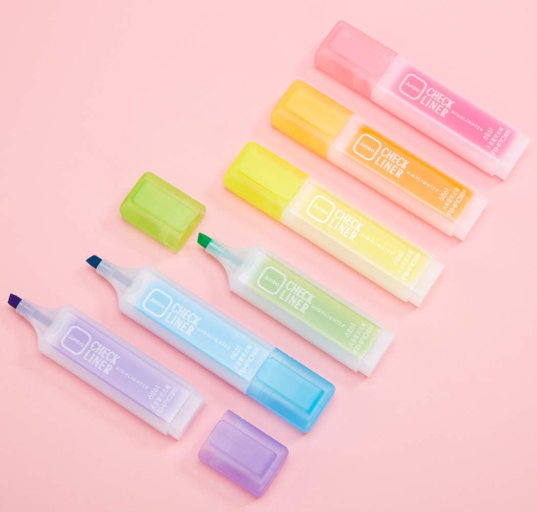 AIHAO 6261 High Capacity CHECK LINER Highlighters Chisel Tip Marker Pens (6 Assorted Colors) : Office Products