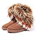 Bumud Women Winter Warm High Long Snow Ankle Boots Faux Fox Rabbit Fur Tassel Shoes
