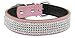 Berry Pet Rhinestones Dog Collar - Soft Bling Genuine Padded Leather Made Sparkly Crystal Diamonds Studded -Perfect for Pet Show & Daily Walking Pink 10-12.5
