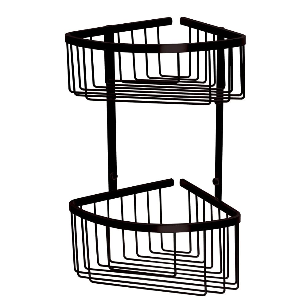 Kibath 135144 Corner, Double, Bathroom or Shower Hanging. Matte Finish Bottle Holder for Gel, sponges or Shampoo, Dull Black