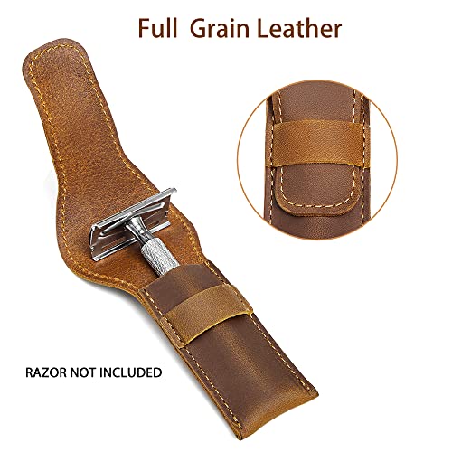 Safety Razor Case, Leather Razor Travel Case, Razor Cover Straight
