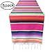 5 Packs Mexican Serape Table Runners for Mexican Theme Party, Cinco de Mayo Fiesta Party, Day of Death Decorations, Falsa Classic Striped Fringe Pattern Cotton Blanket, Pink,14x84 inches