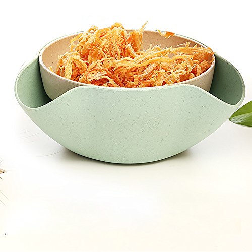 Pistachio Bowl - Double Dish Nut Bowl with Pistachios Shell Storage, Green - Happy Hours