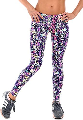 Womens Printed Leggings Brazilian Yoga Tights by Lino Fitness M L Purple Print