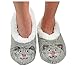 Snoozies Womens Animal Heads Sherpa Plush Fleece Lined Slipper Socks - Grey Cat, Large